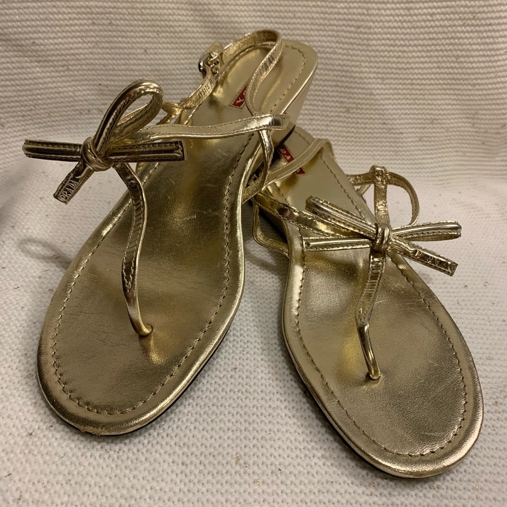 Authentic PRADA gold sandals 🌟 Like New!!!